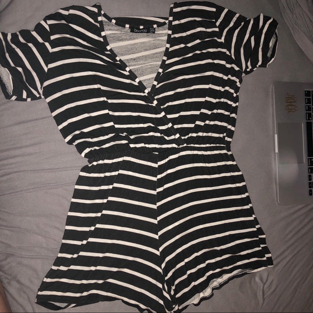 Black & white striped romper